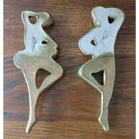 Vintage Chalkware Ballet Dancers MCM Ballerinas Set Wall Art Plaques 12" - Picture 4 of 5